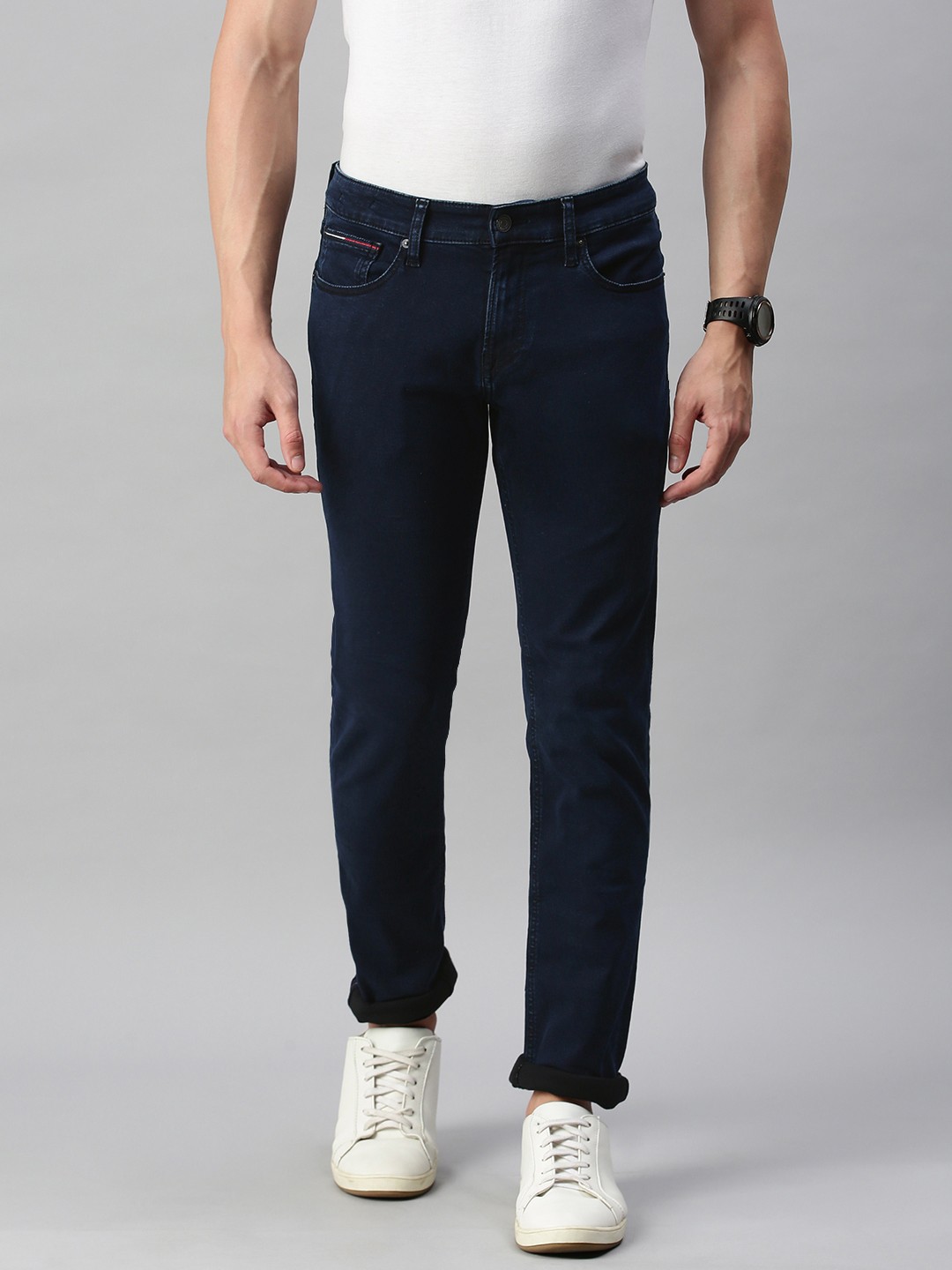 

Tommy Hilfiger Men Blue Slim Fit Mid-Rise Clean Look Stretchable Jeans