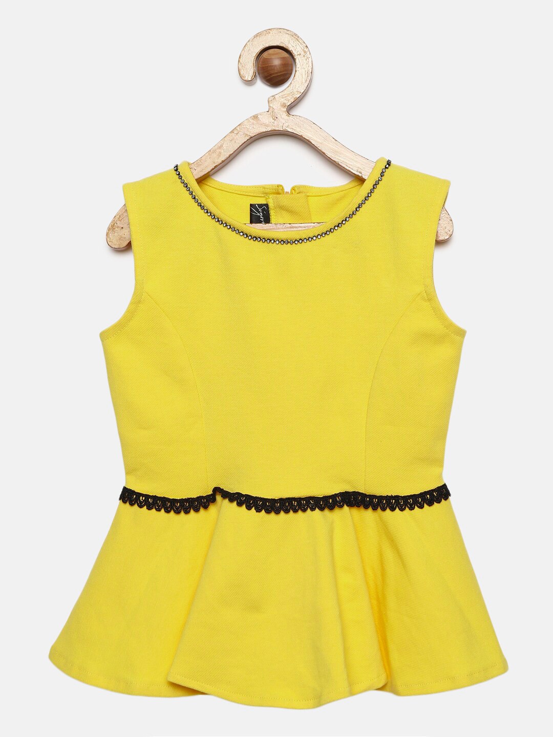 

Actuel Girls Yellow Solid Peplum Pure Cotton Top