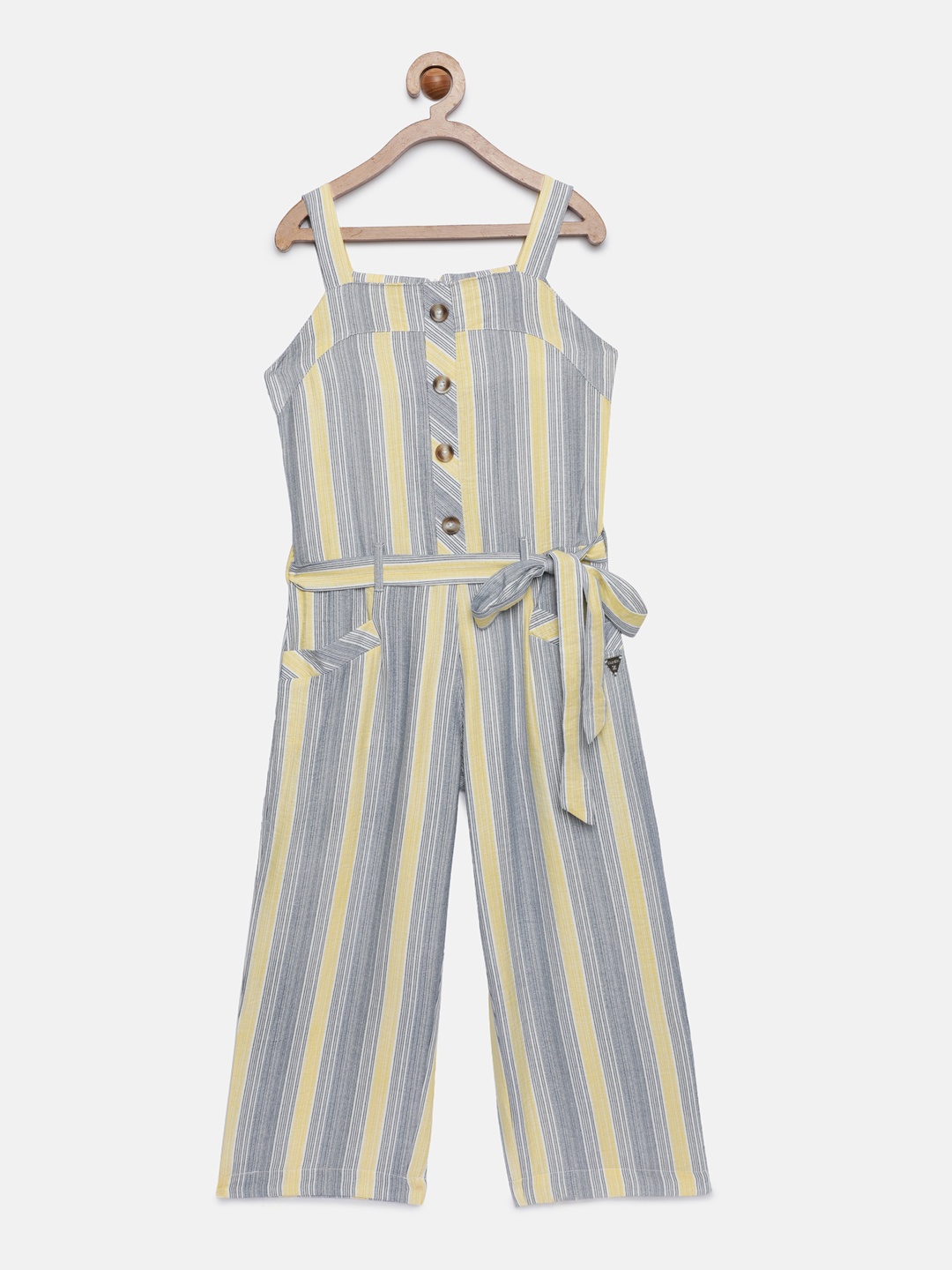 

Tiny Girl Girls Yellow & Blue Striped Basic Jumpsuit