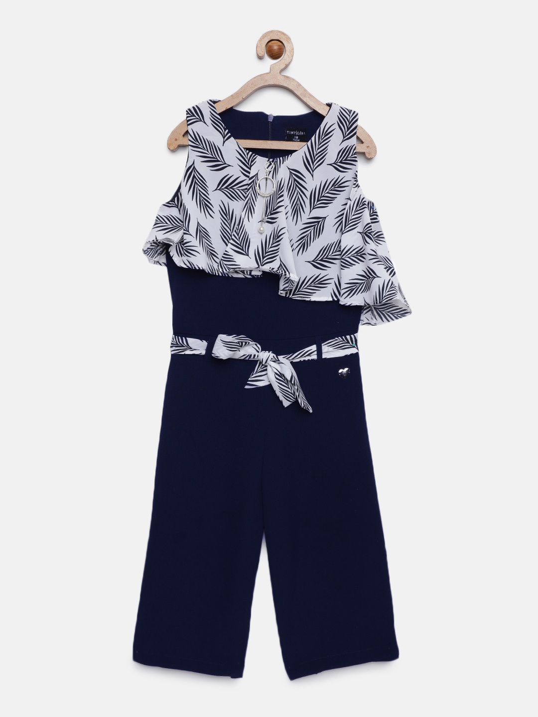 

Tiny Girl Girls Navy Blue & Grey Printed Basic Jumpsuit