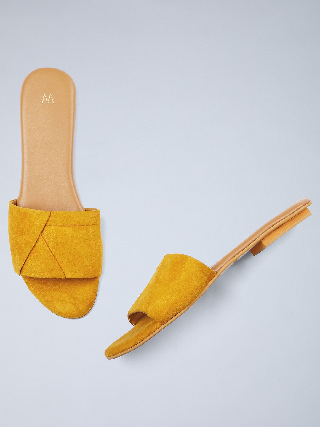 

W The Folksong Collection Women Mustard Solid Suede Open Toe Flats