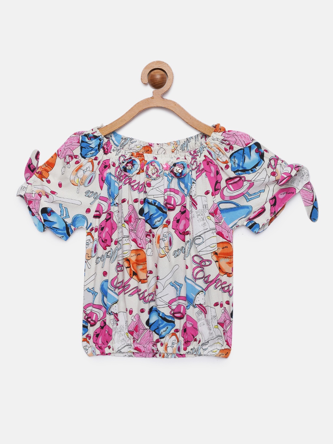 

Tiny Girl Girls White & Pink Printed Top