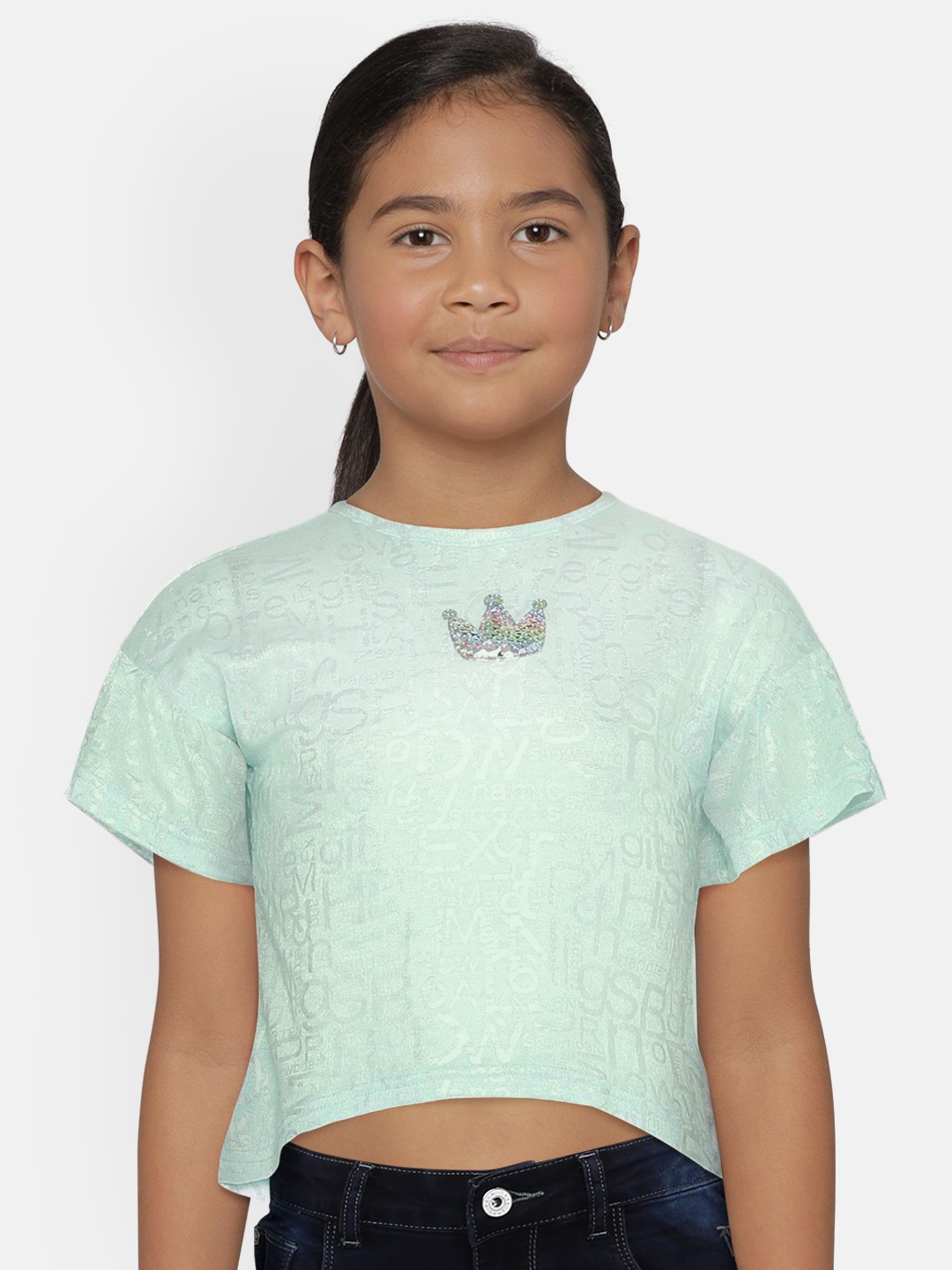 

Tiny Girl Green Printed Top