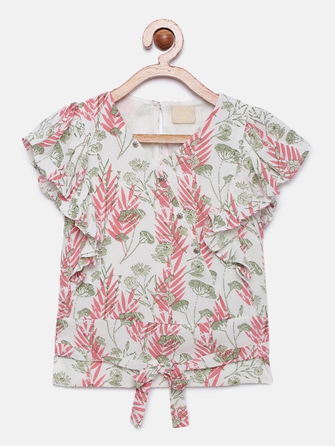 

Tiny Girl White & Pink Printed Top