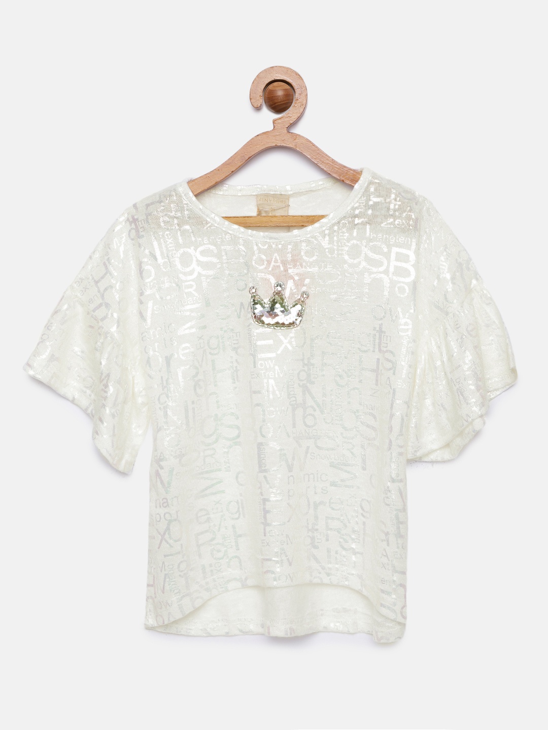 

Tiny Girl Cream-Coloured Printed Top