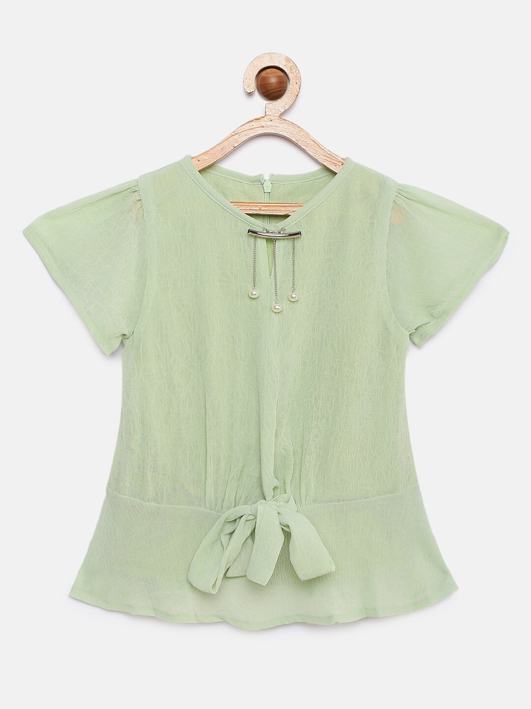 

Tiny Girl Green Solid Peplum Top