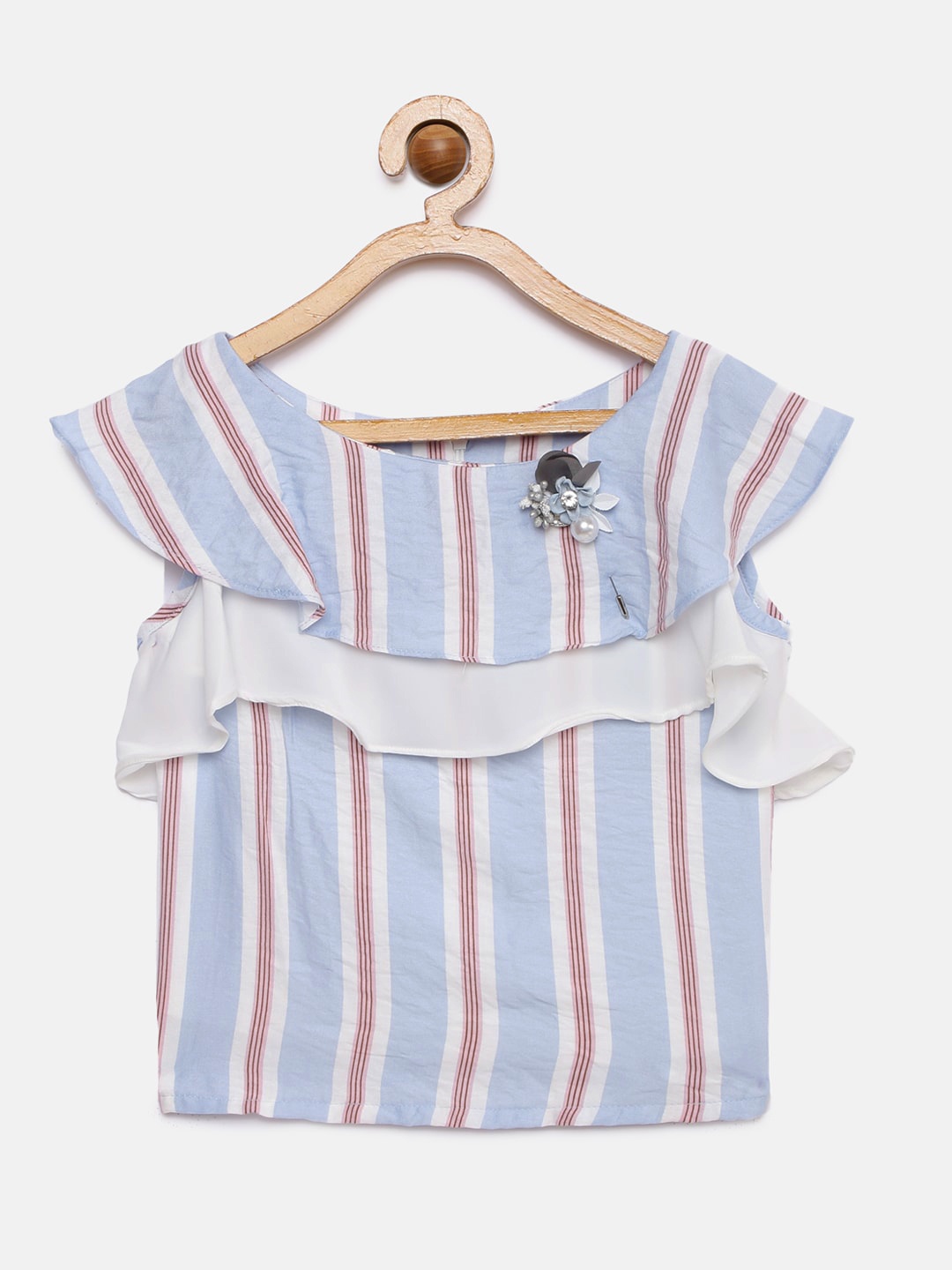 

Tiny Girl Girls Blue & White Striped Top