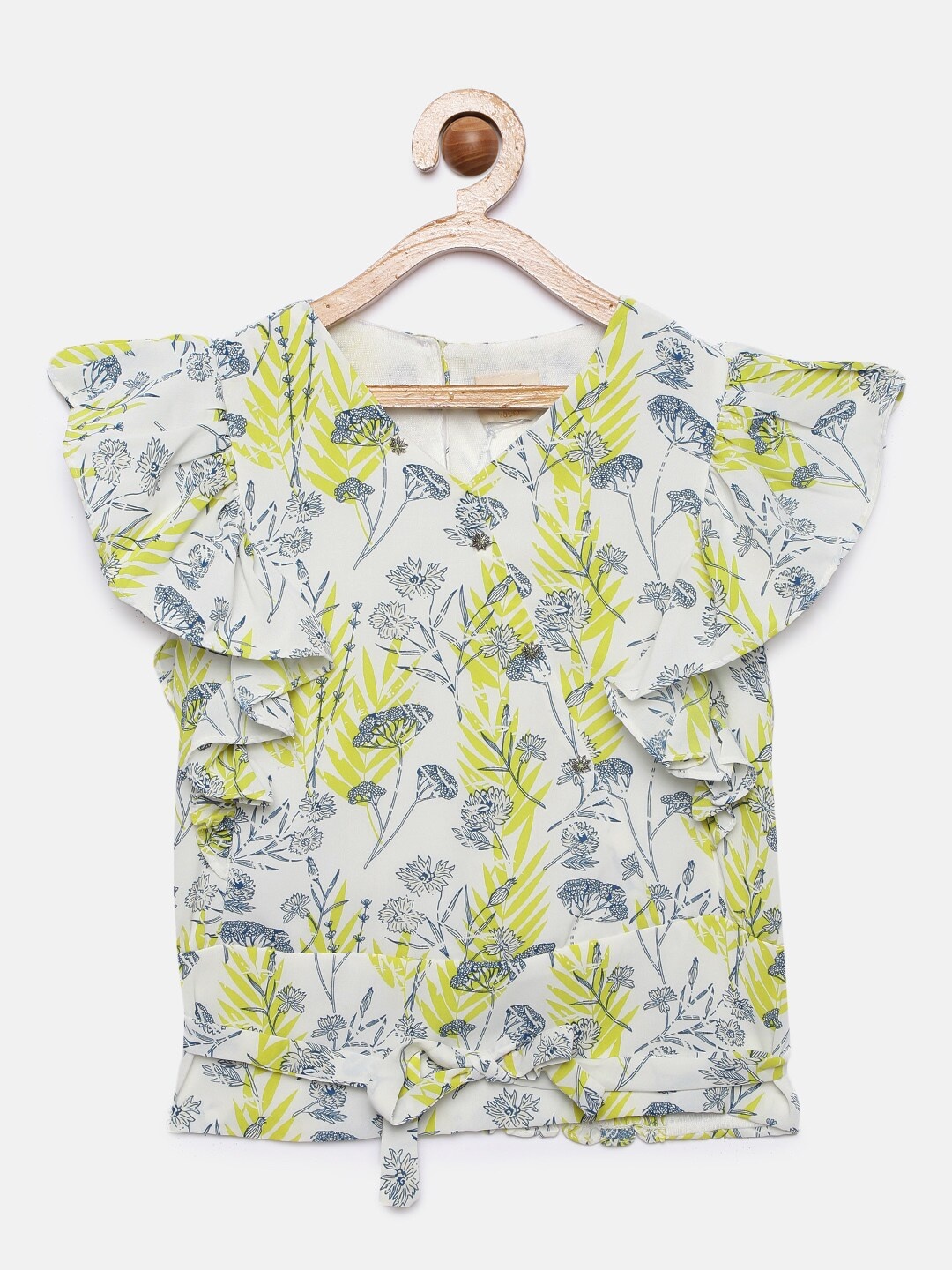 

Tiny Girl White & Yellow Printed Top