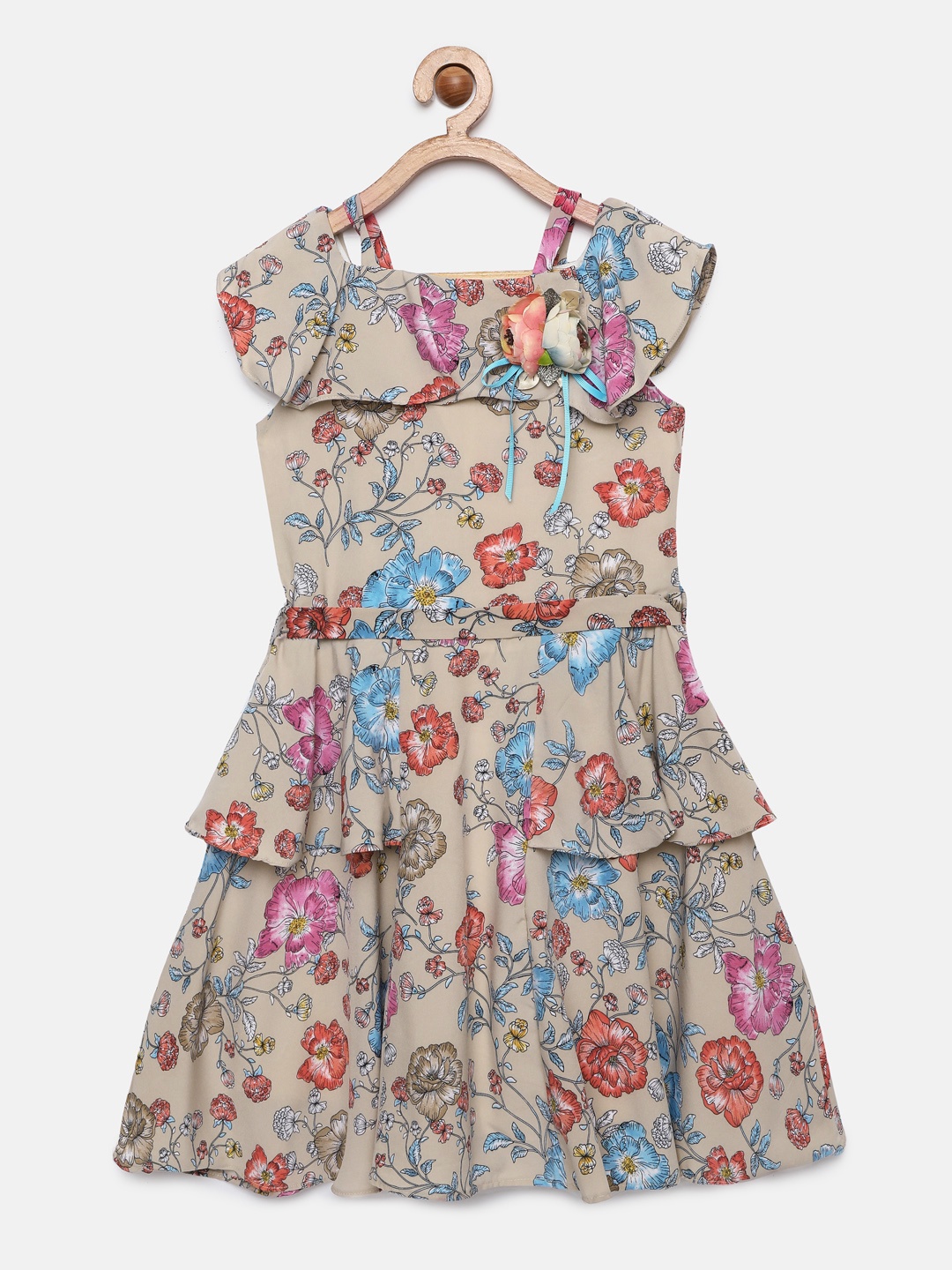 

Tiny Girl Multicoloured Printed Fit and Flare Dress, Multi