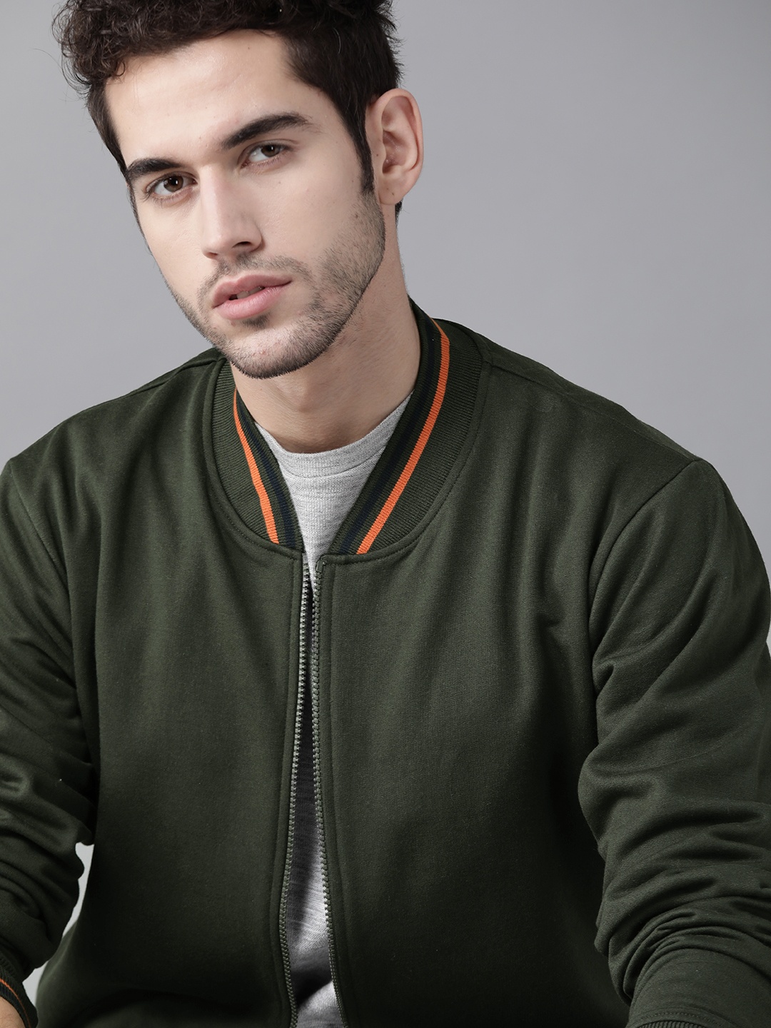 

Roadster Men Olive Green Solid Sweatshirt