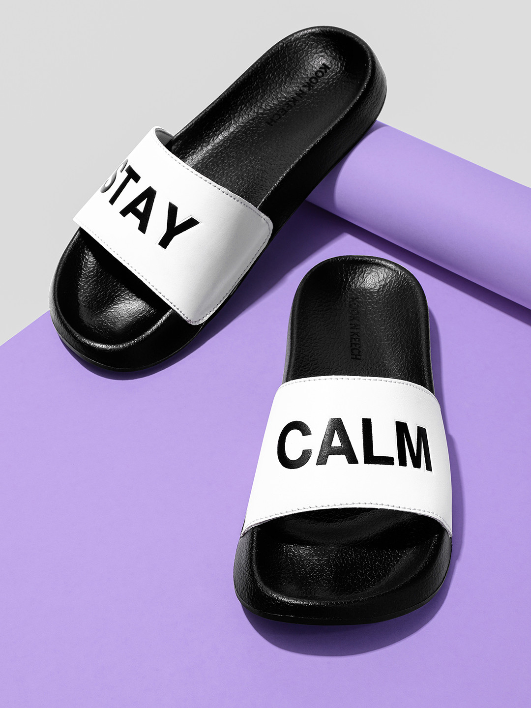 

Kook N Keech Men White & Black Printed Sliders