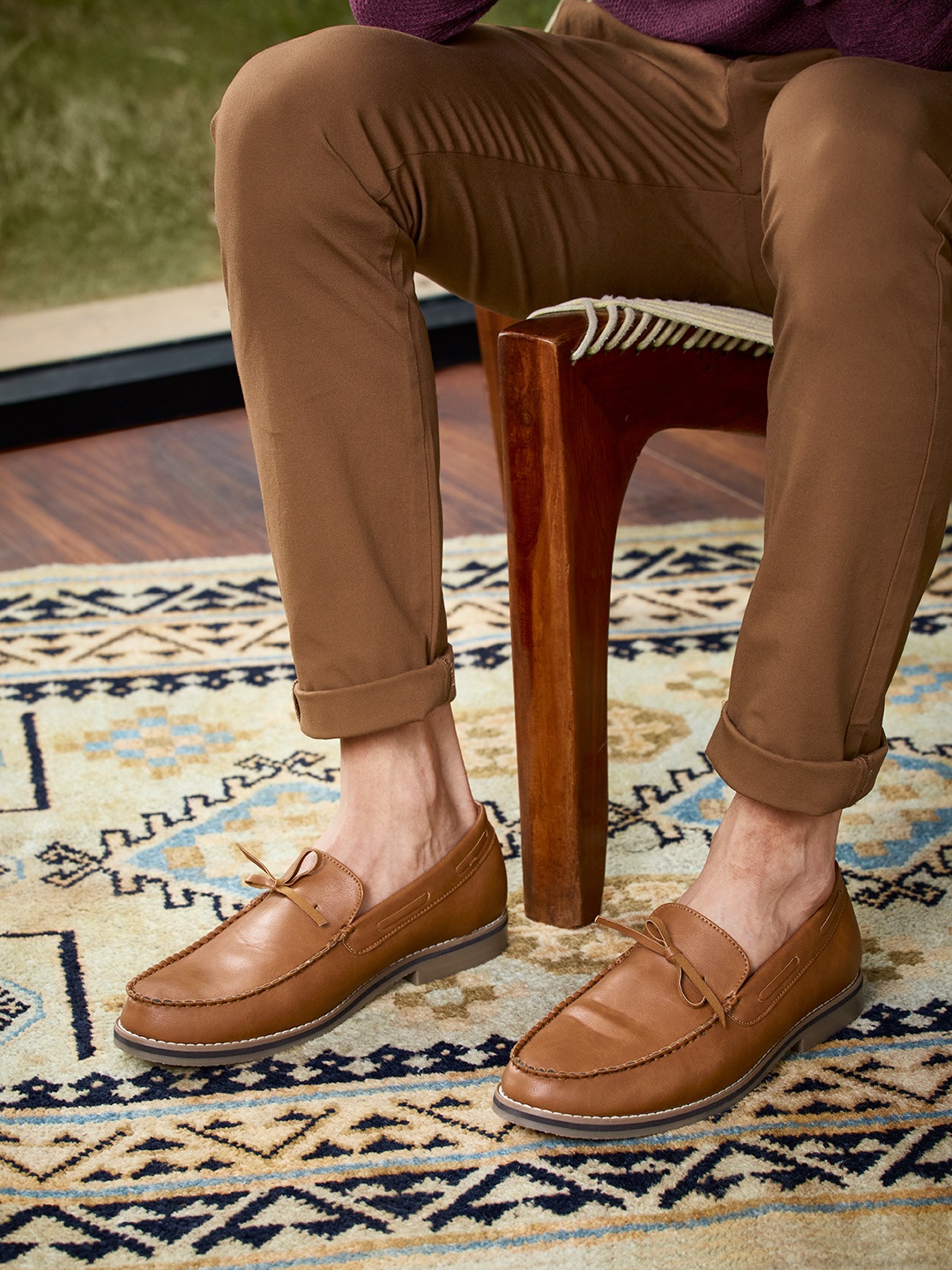 

Mast & Harbour Men Tan Brown Solid Boat Shoes with Tie-Up Detail