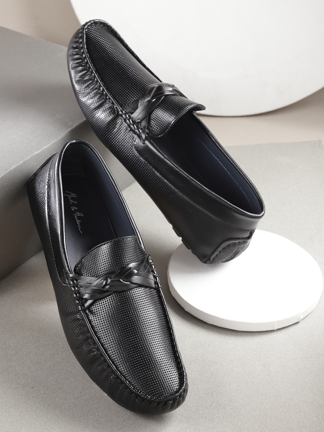 

Mast & Harbour Men Textured Black Loafers