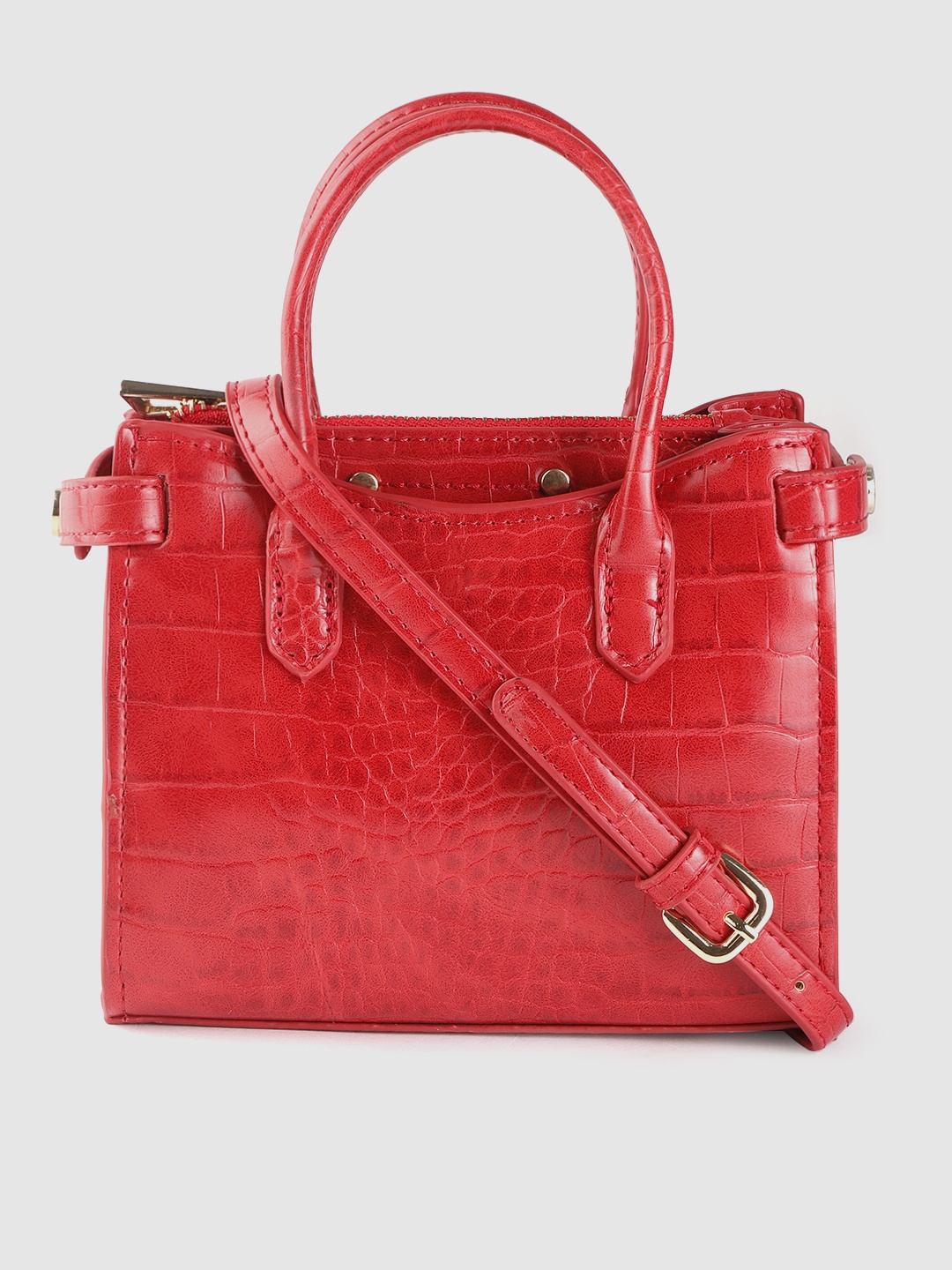 

MANGO Red Croc Textured Sling Bag