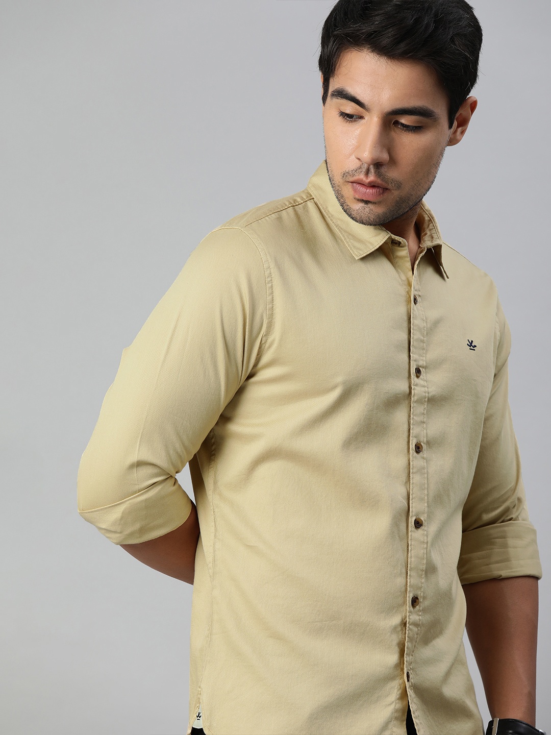 

WROGN Men Beige Slim Fit Casual Shirt