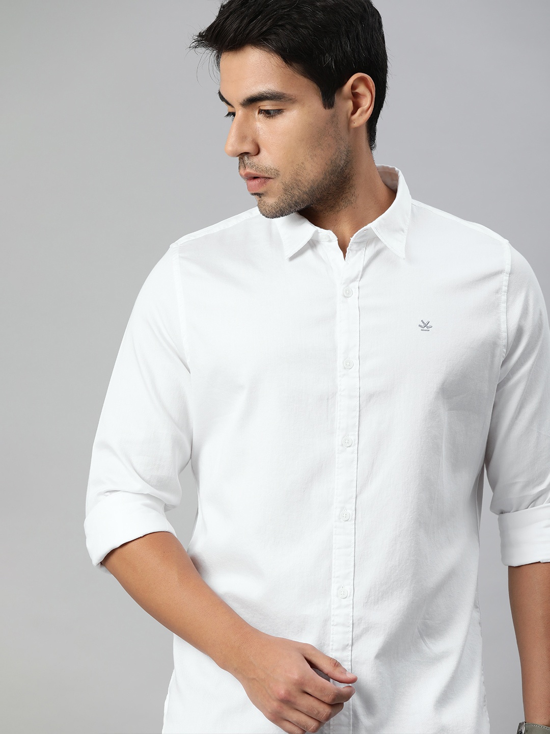 

WROGN Men White Slim Fit Solid Casual Shirt