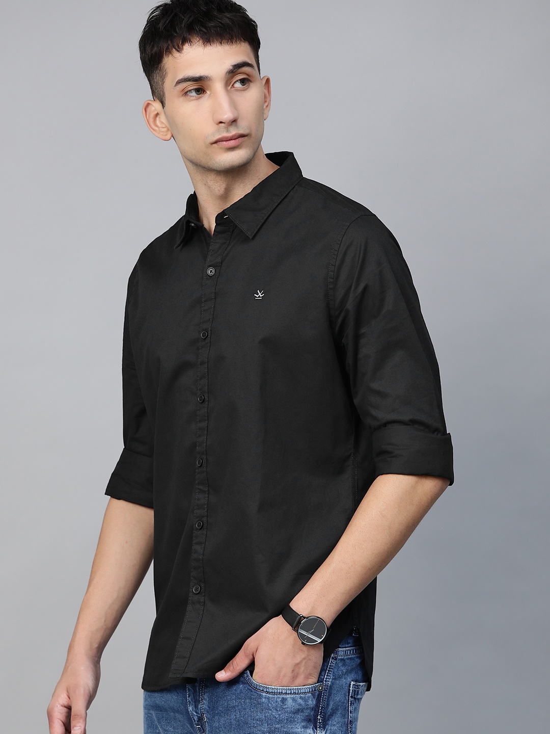 

WROGN Men Black Slim Fit Casual Shirt