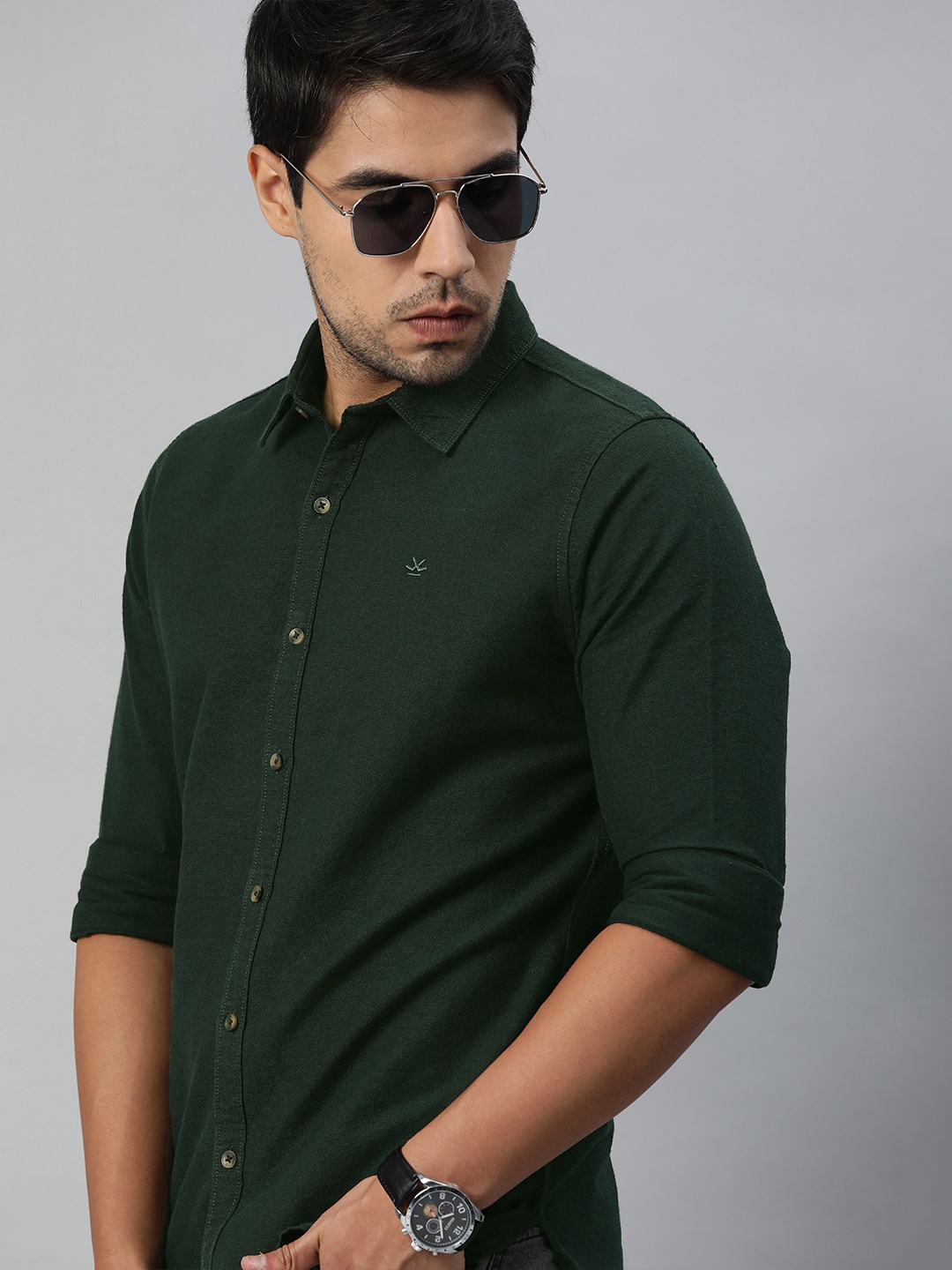 

WROGN Men Green Slim Fit Casual Shirt