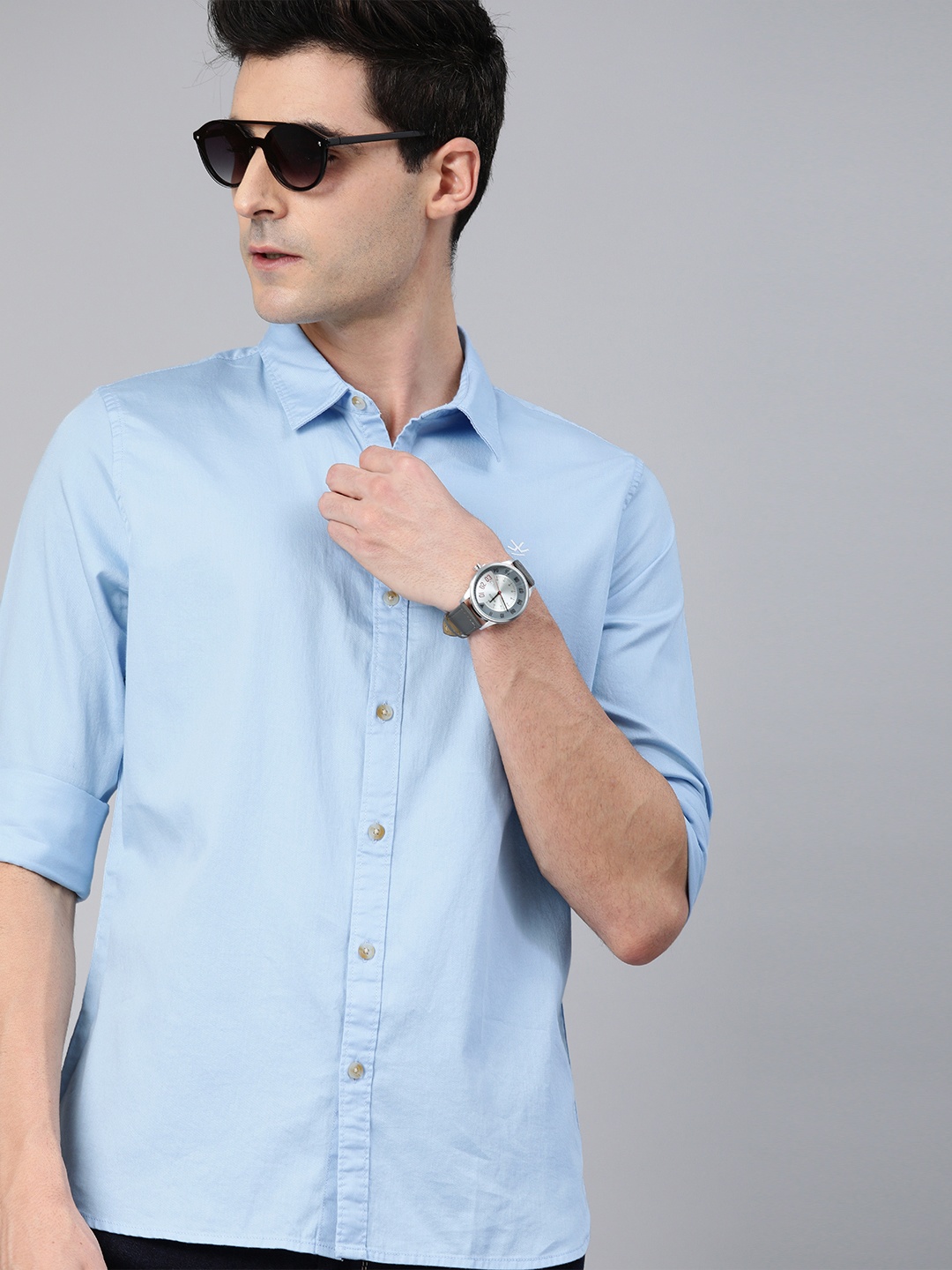 

WROGN Men Blue Slim Fit Casual Shirt