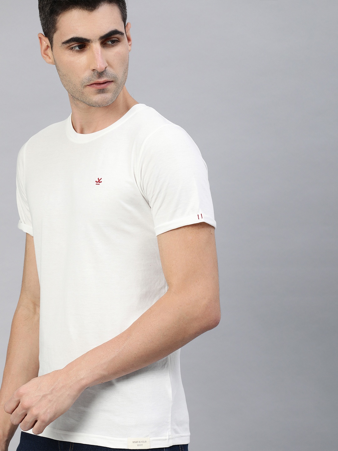 

WROGN Men White Solid Round Neck T-shirt