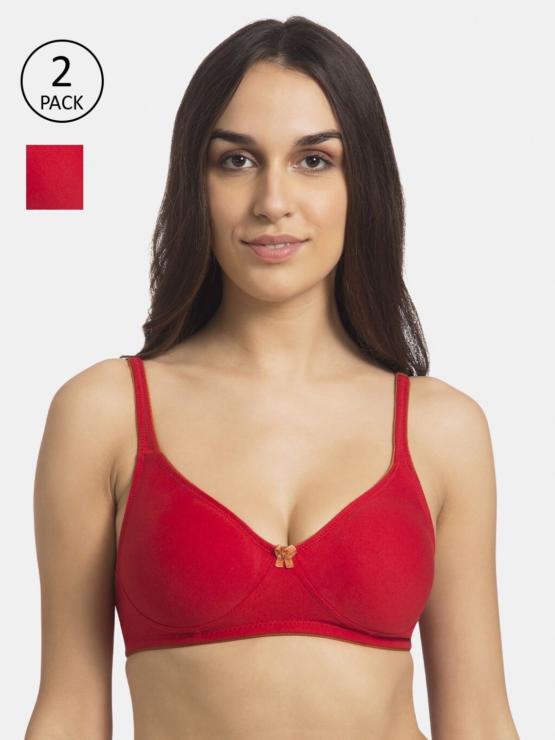 

Tweens Pack of 2 Red Solid Non-Wired Non Padded T-shirt Bras TW-301-RD