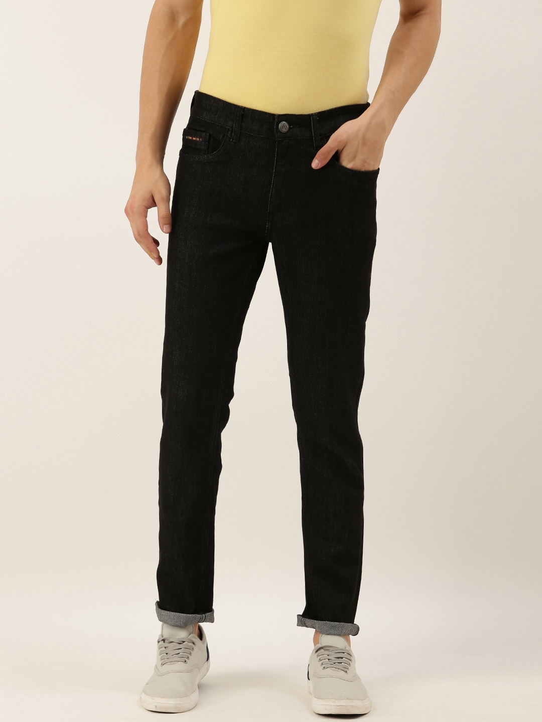 

The Indian Garage Co Men Black Slim Fit Mid-Rise Clean Look Stretchable Jeans
