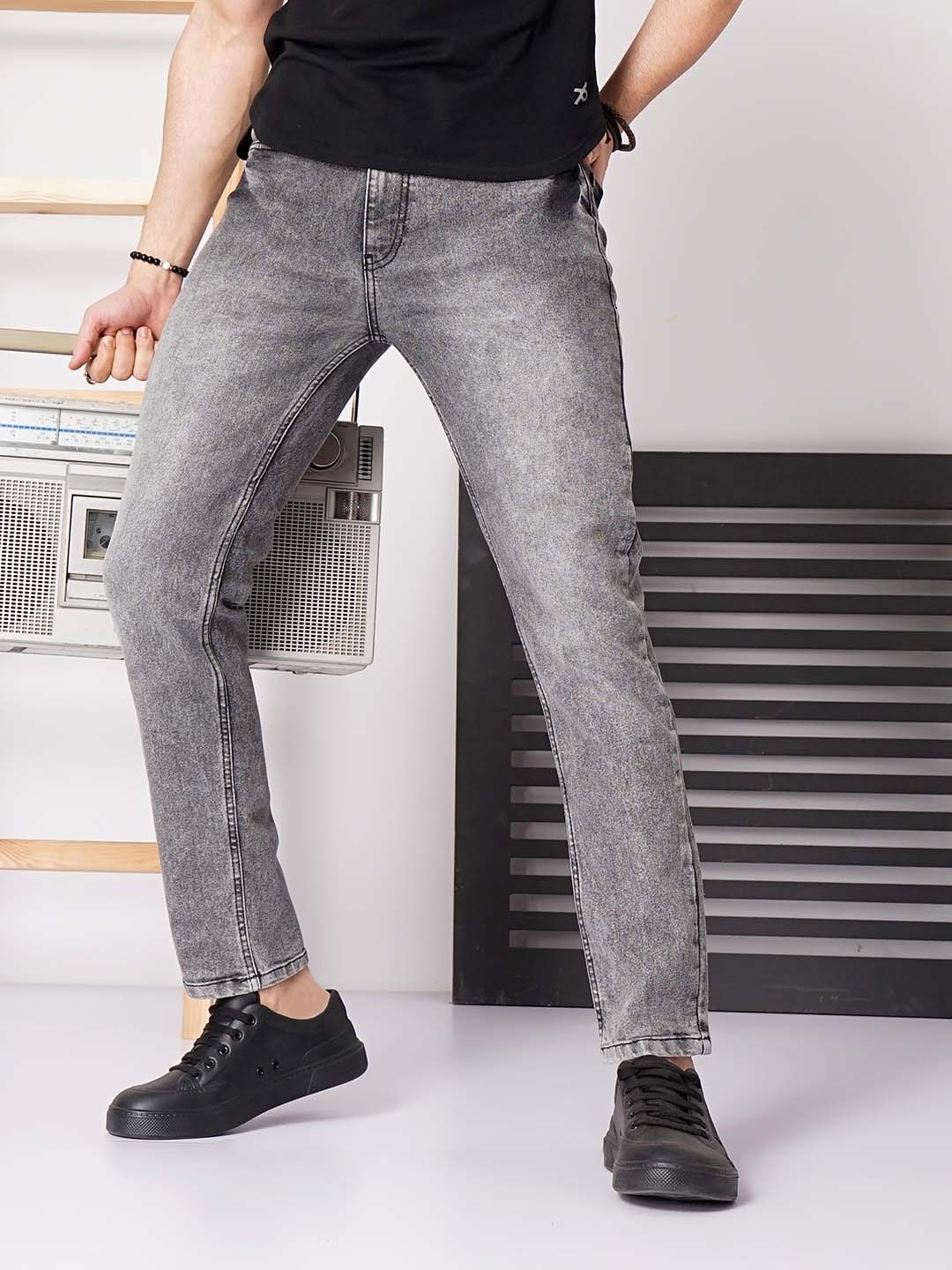 

The Indian Garage Co Men Grey Slim Fit Mid-Rise Clean Look Jeans