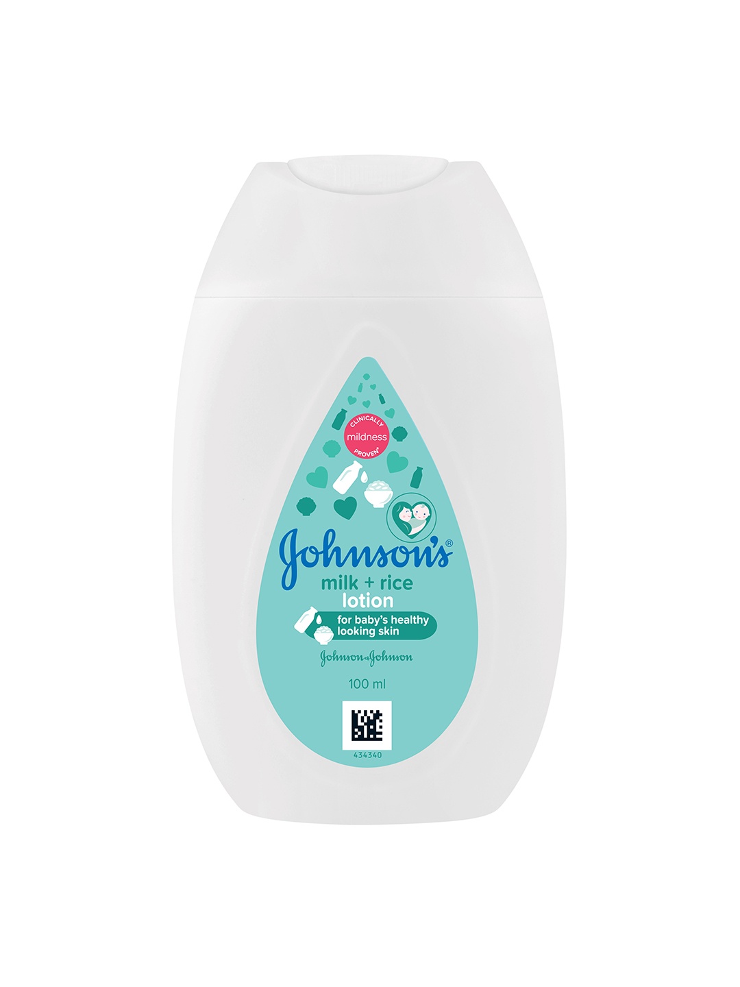 Johnsons Baby Milk & Rice Lotion for Healthy Looking Skin - 100ml, White