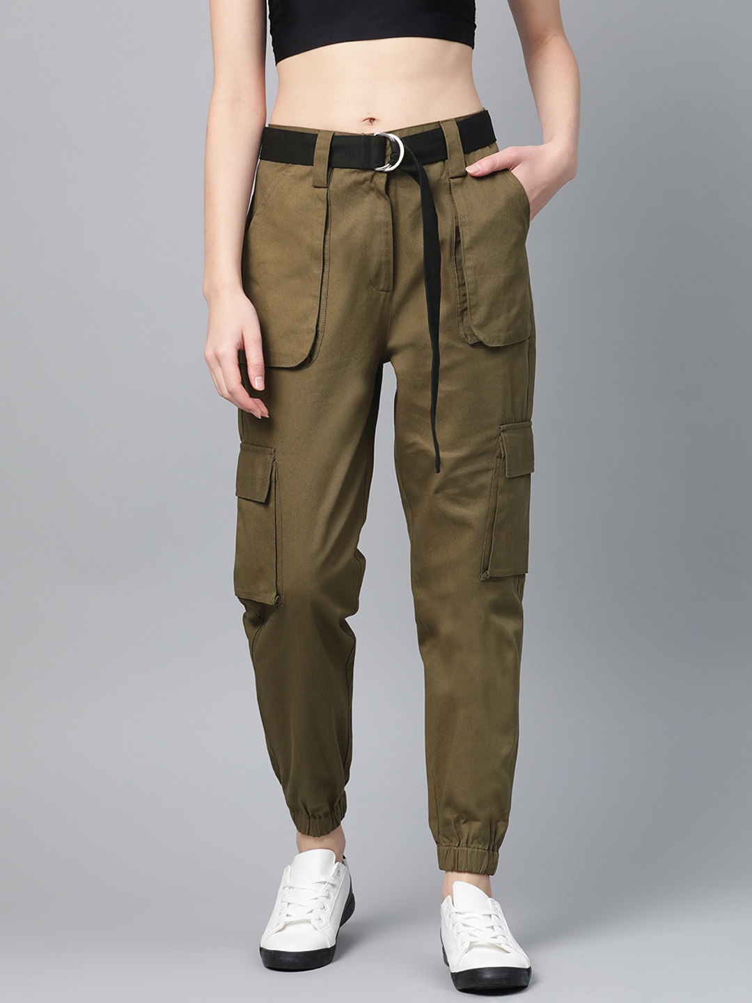 

STREET 9 Women Olive Green Cargos