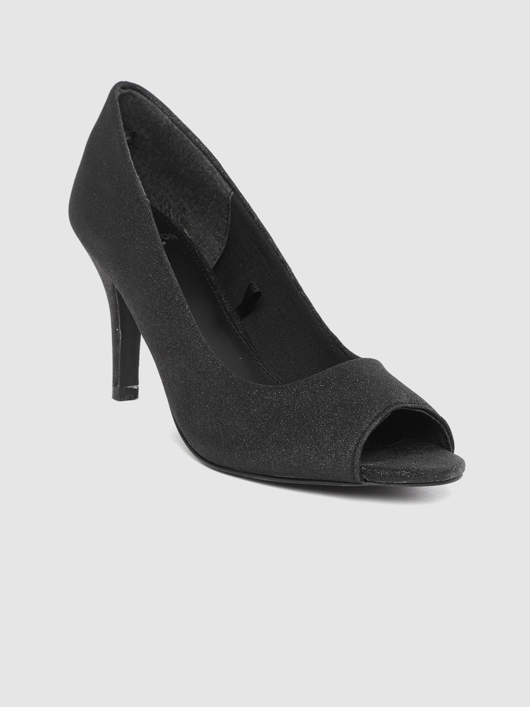 

Carlton London Women Black Shimmer Heeled Peep Toes