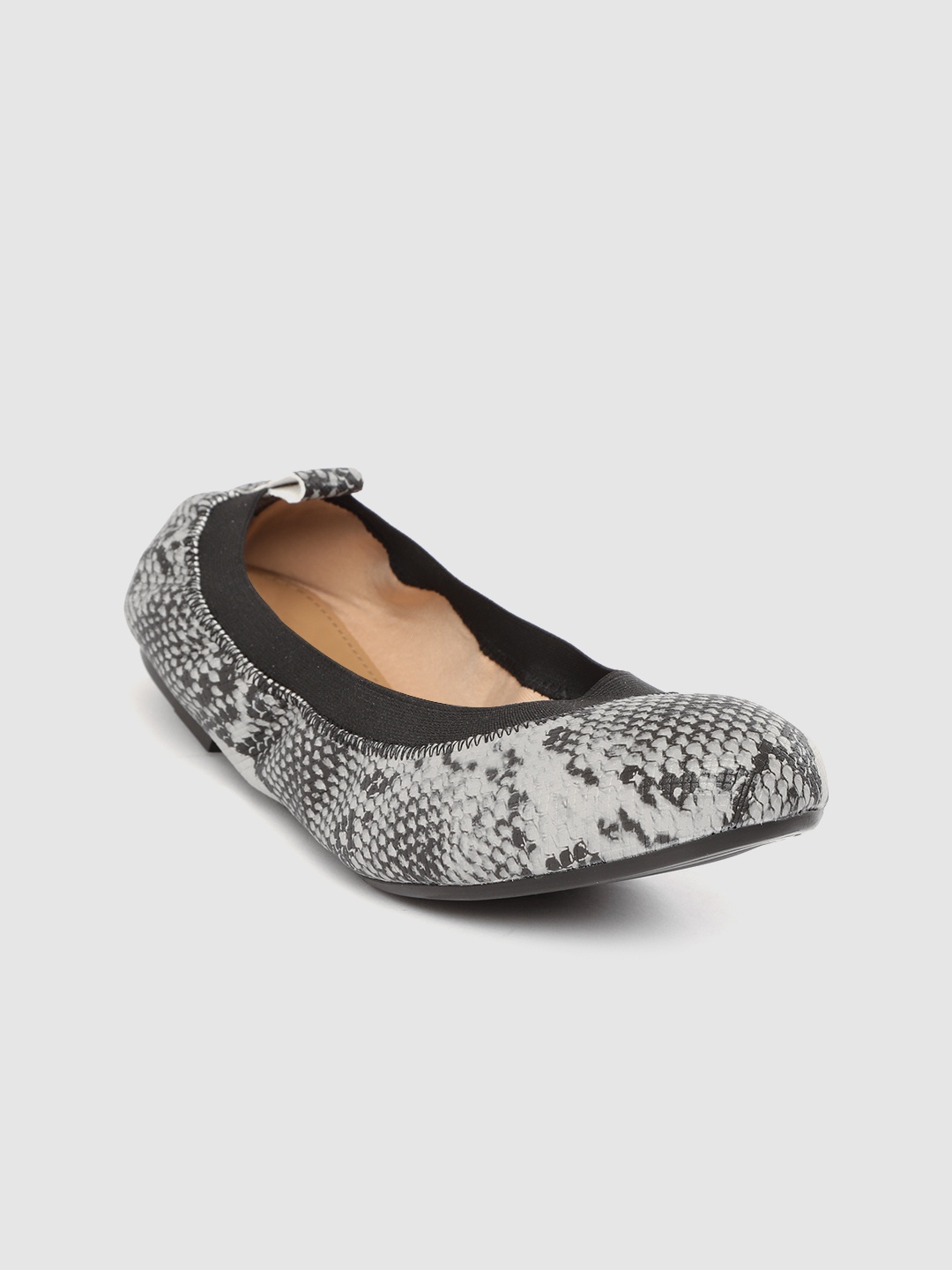 

Carlton London Women Grey & Black Snakeskin Textured Ballerinas