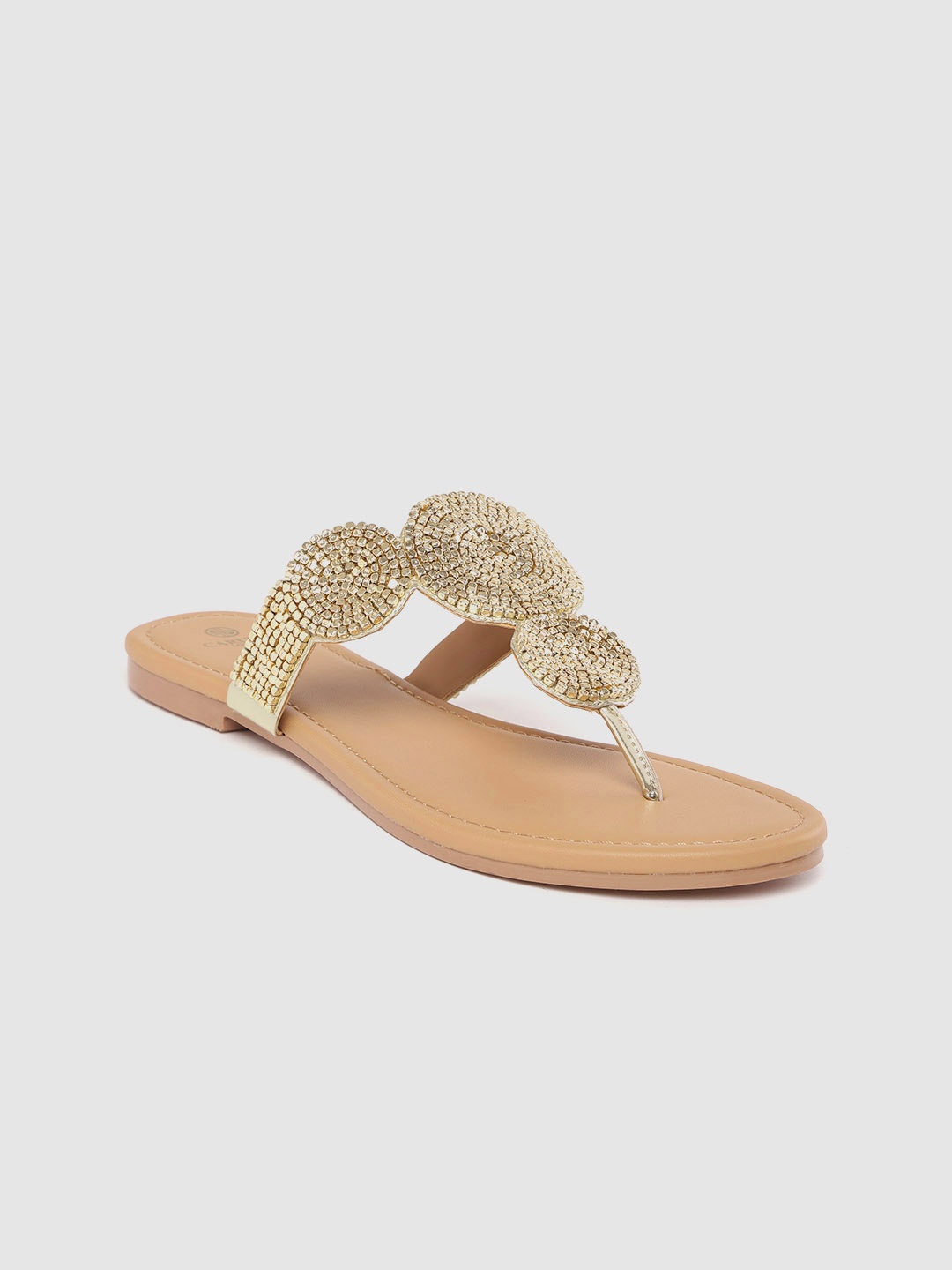 

Carlton London Women Gold-Toned Embellished Open Toe Flats