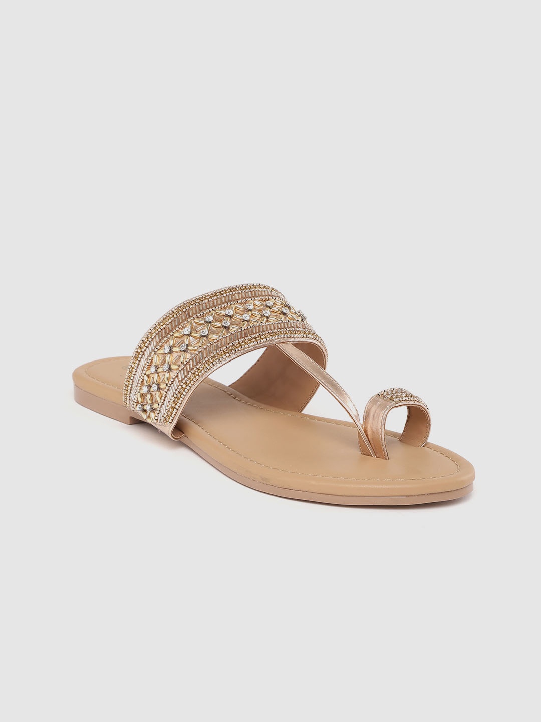 

Carlton London Women Rose Gold Toned Embellished One Toe Flats