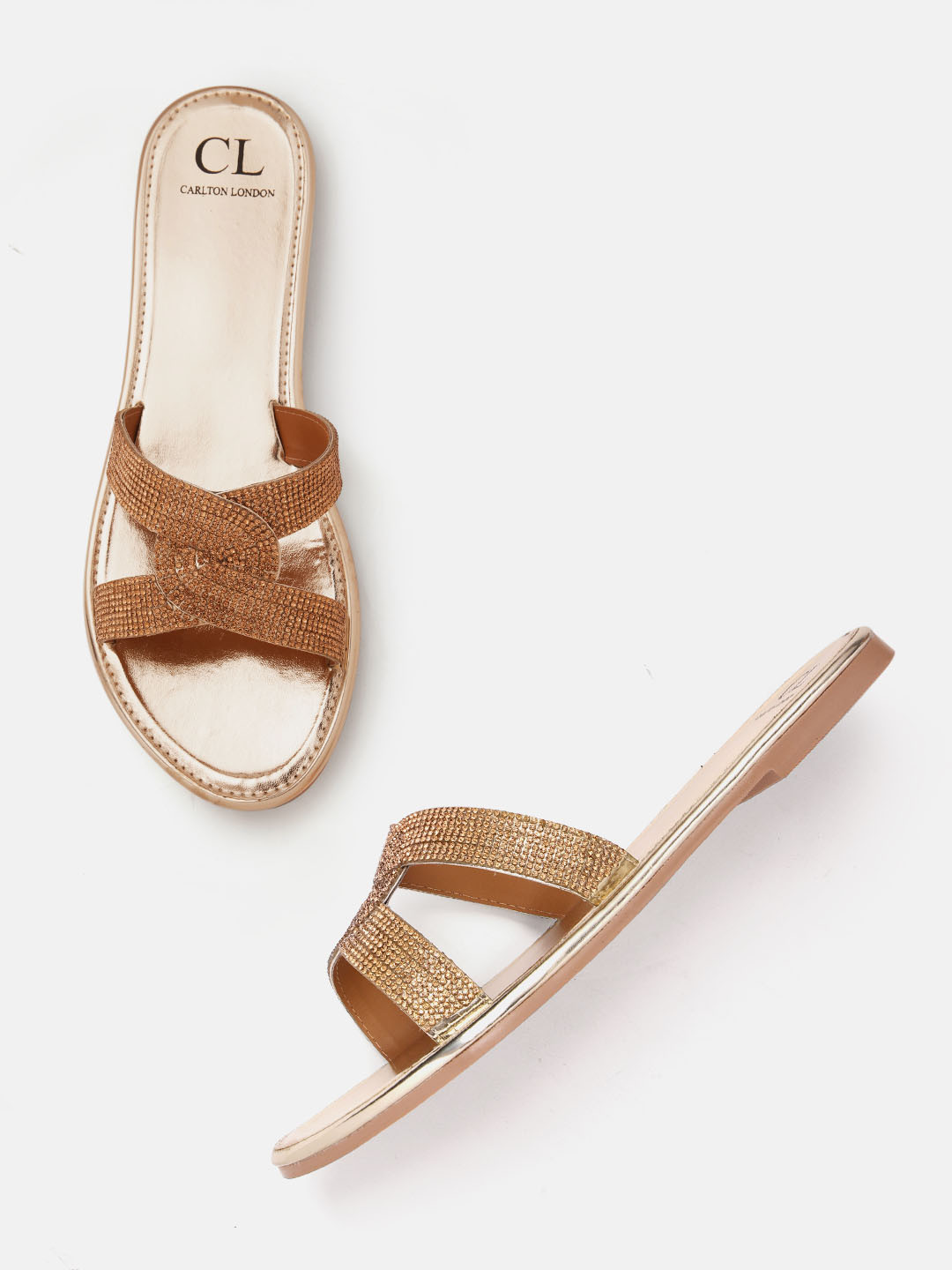 

Carlton London Women Embellished Ethnic Open Toe Flats, Gold