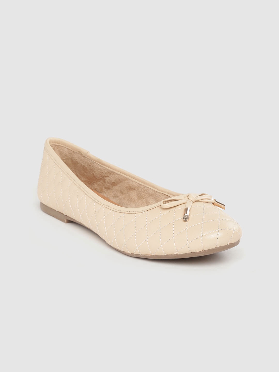 

Carlton London Women Beige Quilted Leather Ballerinas