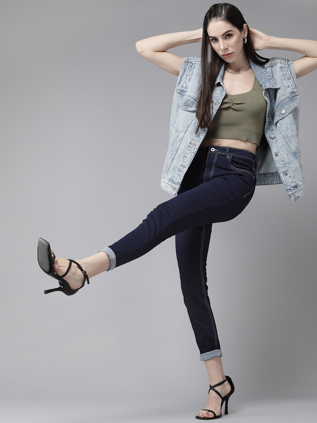 

Roadster Women Navy Blue Super Skinny Fit High-Rise Clean Look Stretchable Jeans