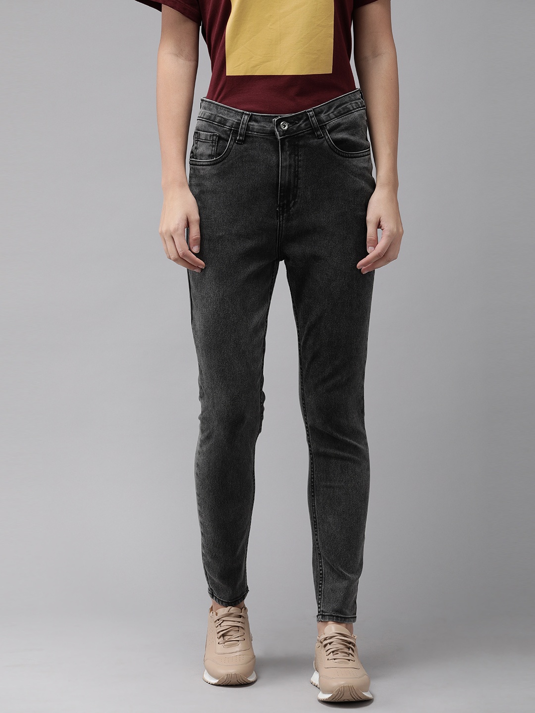 

Roadster Women Black Skinny Fit High-Rise Clean Look Stretchable Jeans