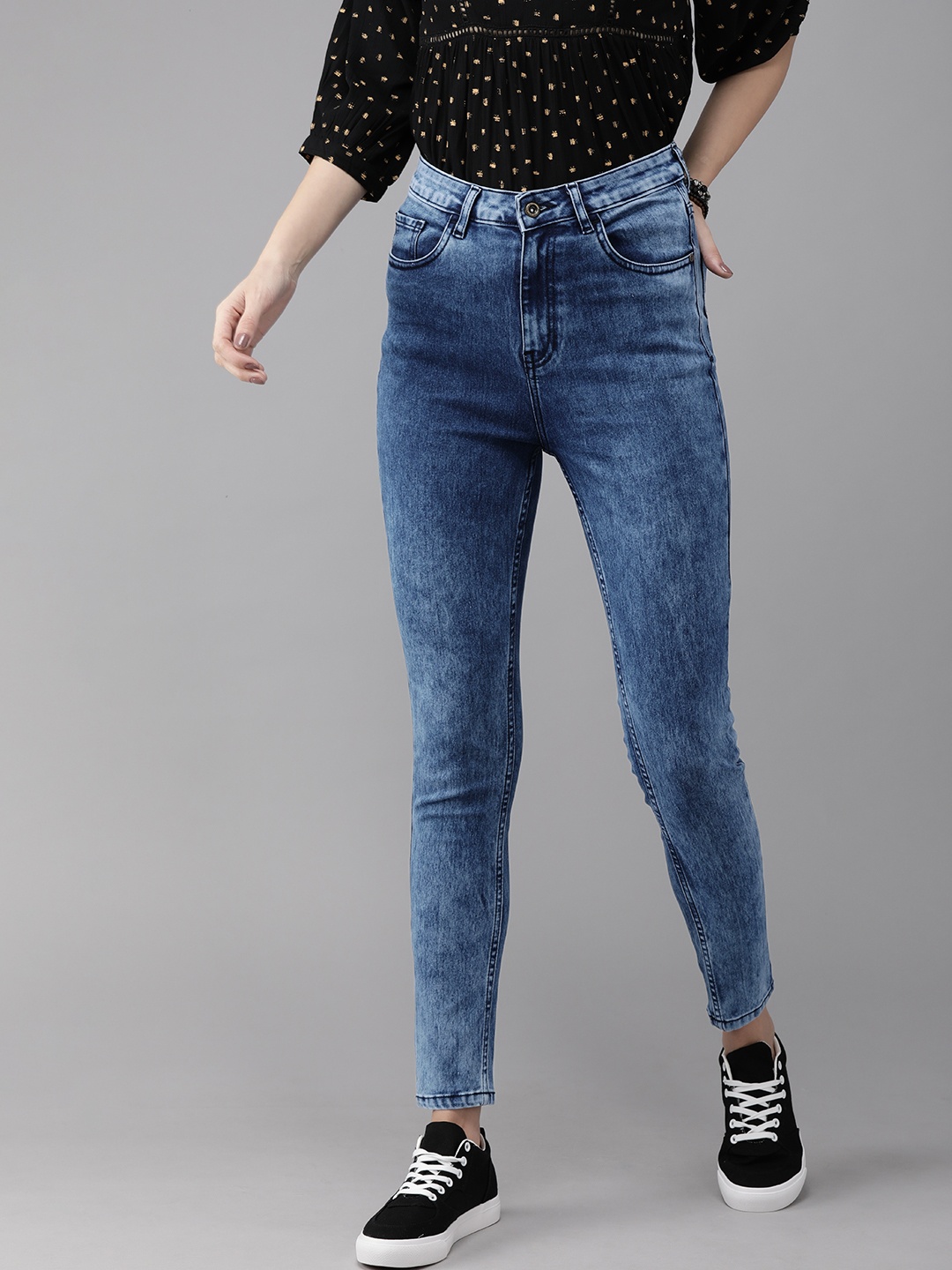 

Roadster Women Blue Skinny Fit High-Rise Clean Look Stretchable Jeans