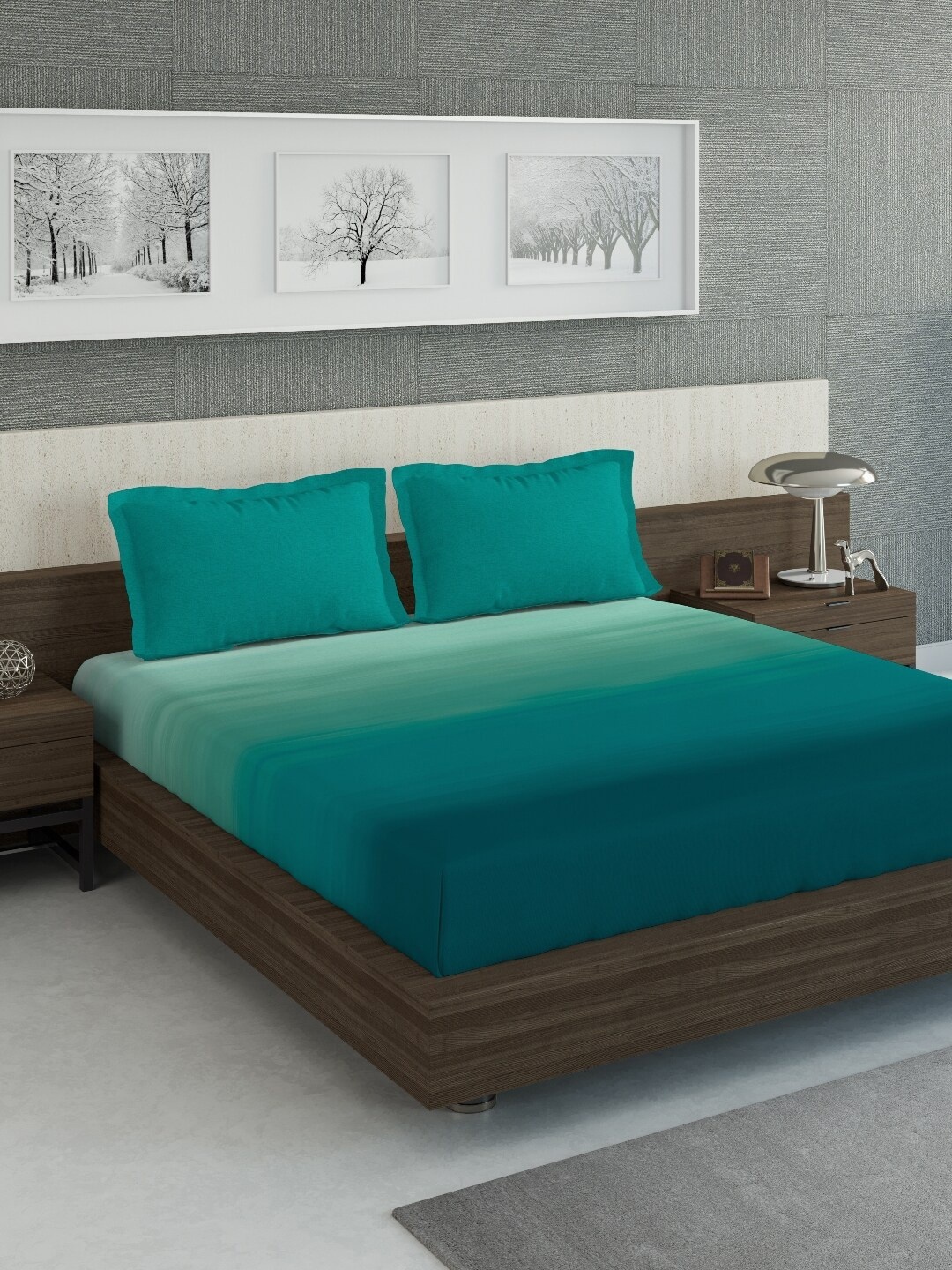 

DDecor Teal Solid 140 TC Cotton 1 King Bedsheet with 2 Pillow Covers