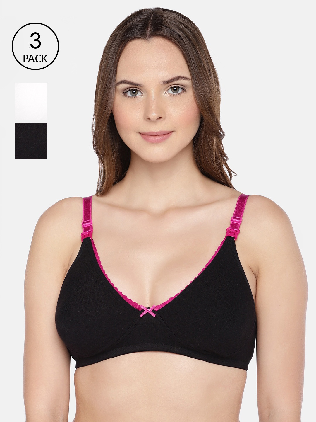 

Inner Sense Pack of 3 Solid Non-Wired Antimicrobial Maternity Bras, Black