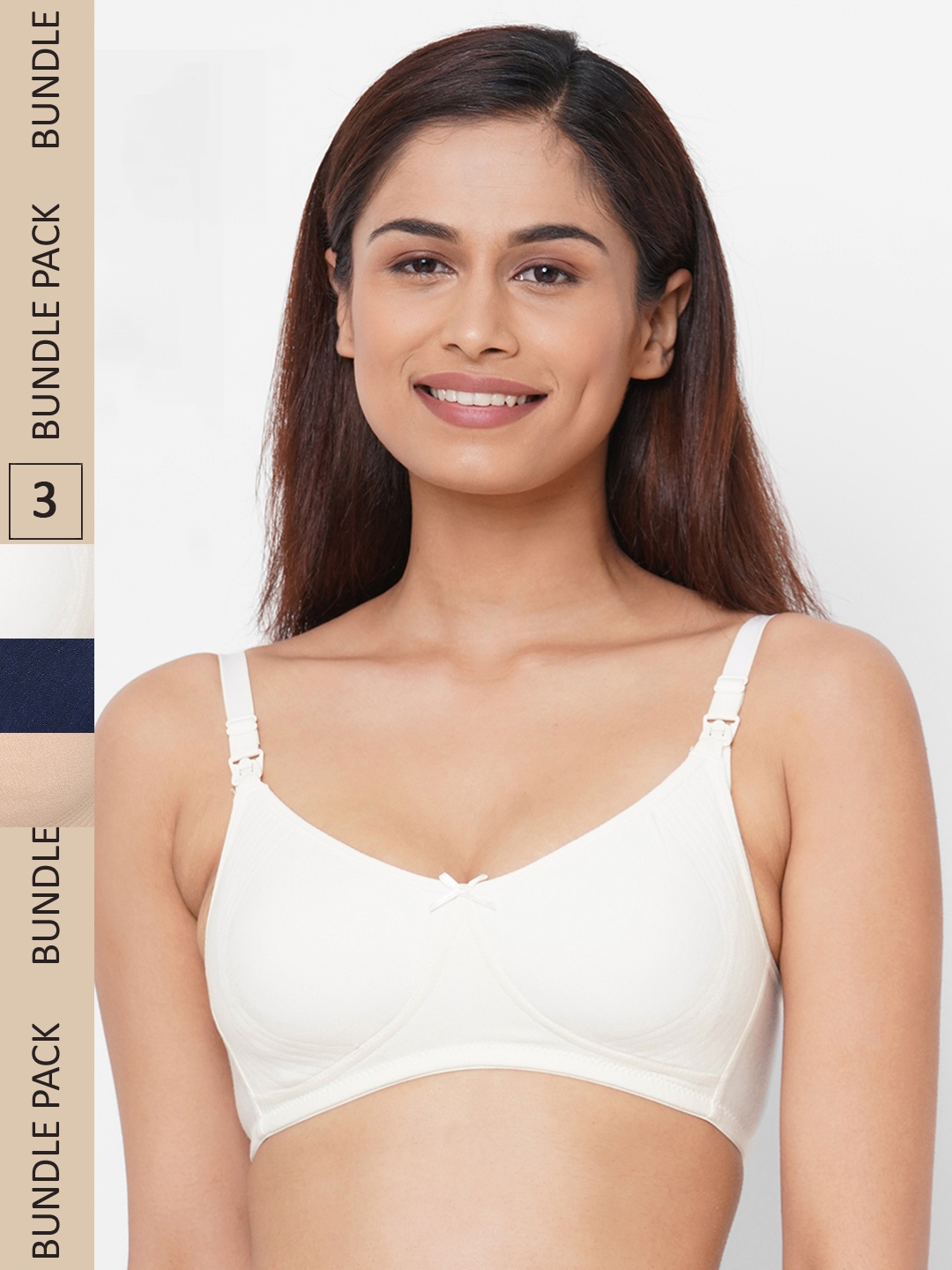 

Inner Sense Pack Of 3 Solid Non-Wired Non Padded Maternity Bras IMB005F_5E_5A, White