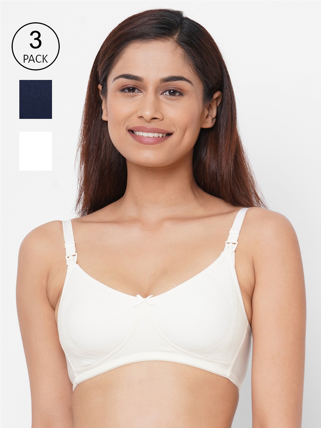 

Inner Sense Pack Of 3 Solid Non-Wired Non Padded Maternity Bras IMB005F_5F_5E, Navy blue