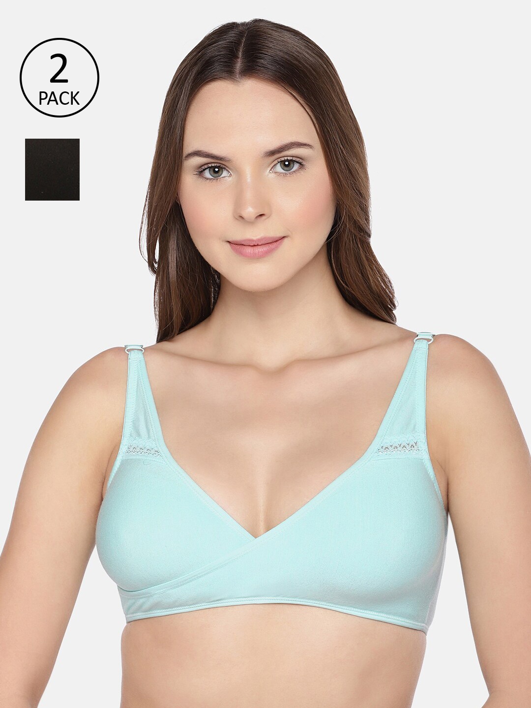 

Inner Sense Pack of 2 Non-Wired Antimicrobial Maternity Bras IMBC007C_7G, Turquoise blue