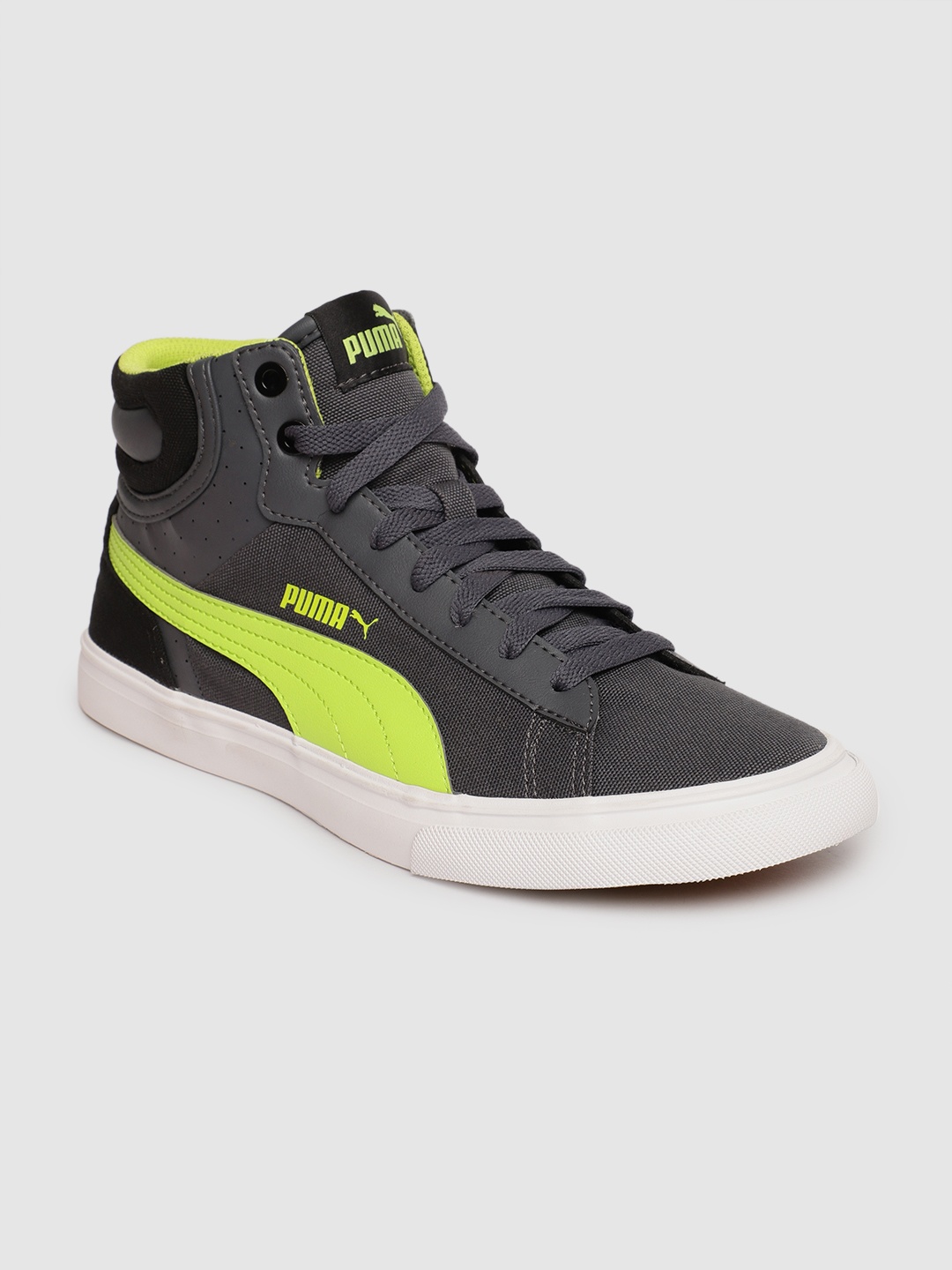 

Puma Unisex Grey Solid Hip Hop Mid Perf Mid-Top Sneakers