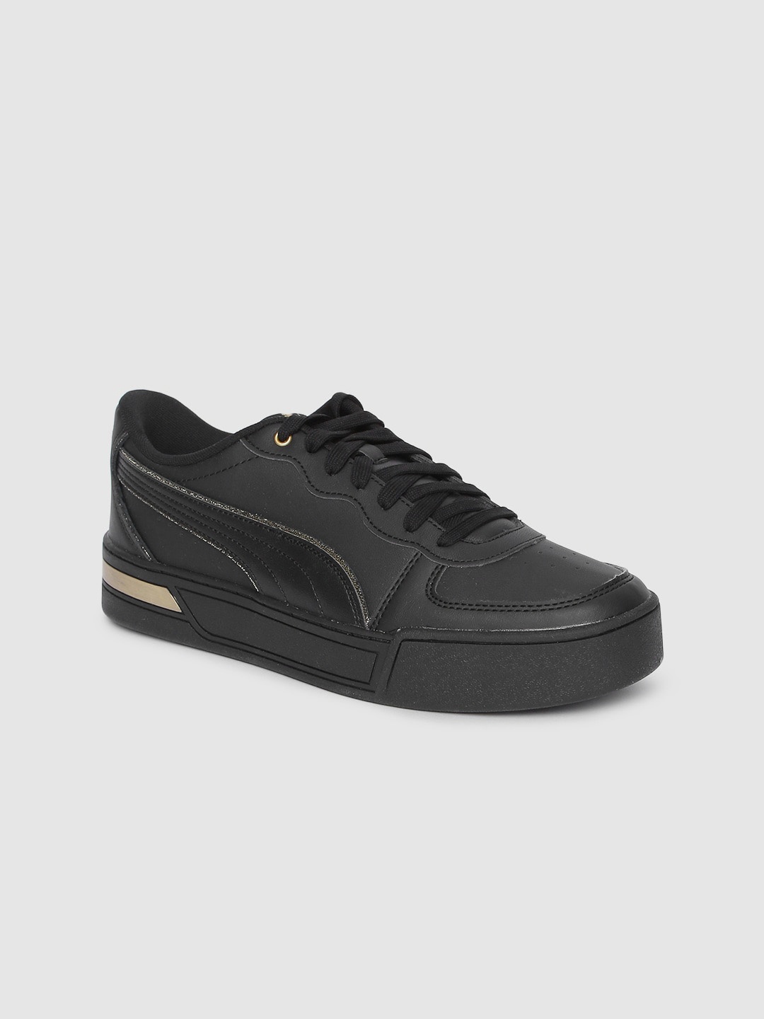 

Puma Women Black Skye Metallic Leather Sneakers