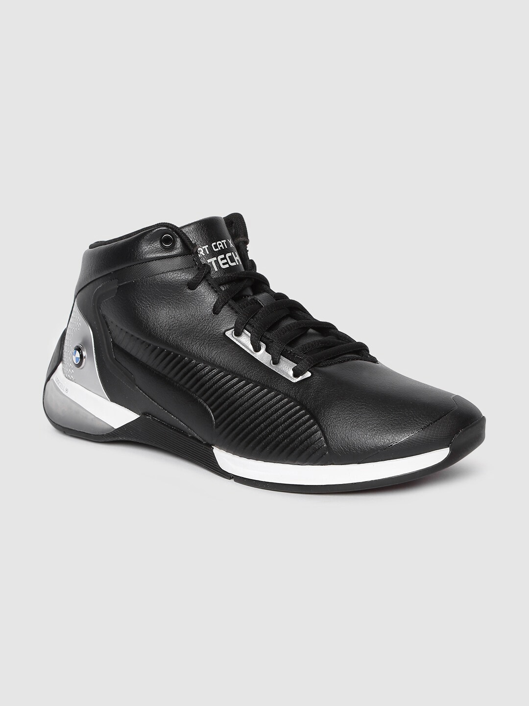 

PUMA Motorsport Men Black Solid BMW MMS Kart Cat-X Leather Mid-Top Sneakers
