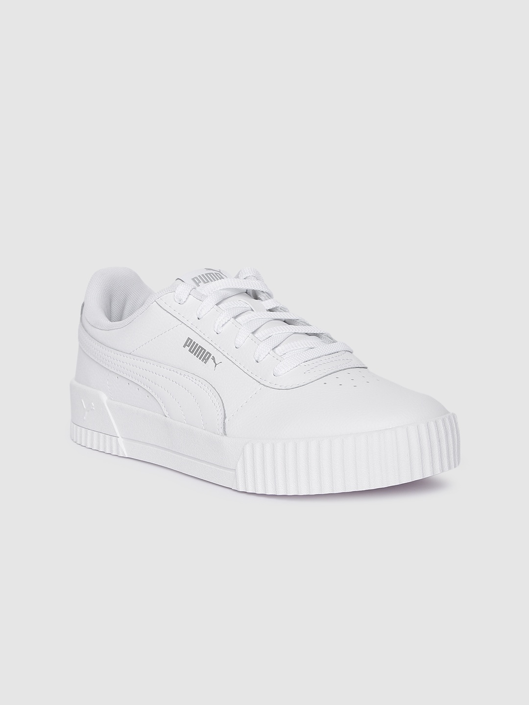 

Puma Women White Carina Leather Perforations Sneakers