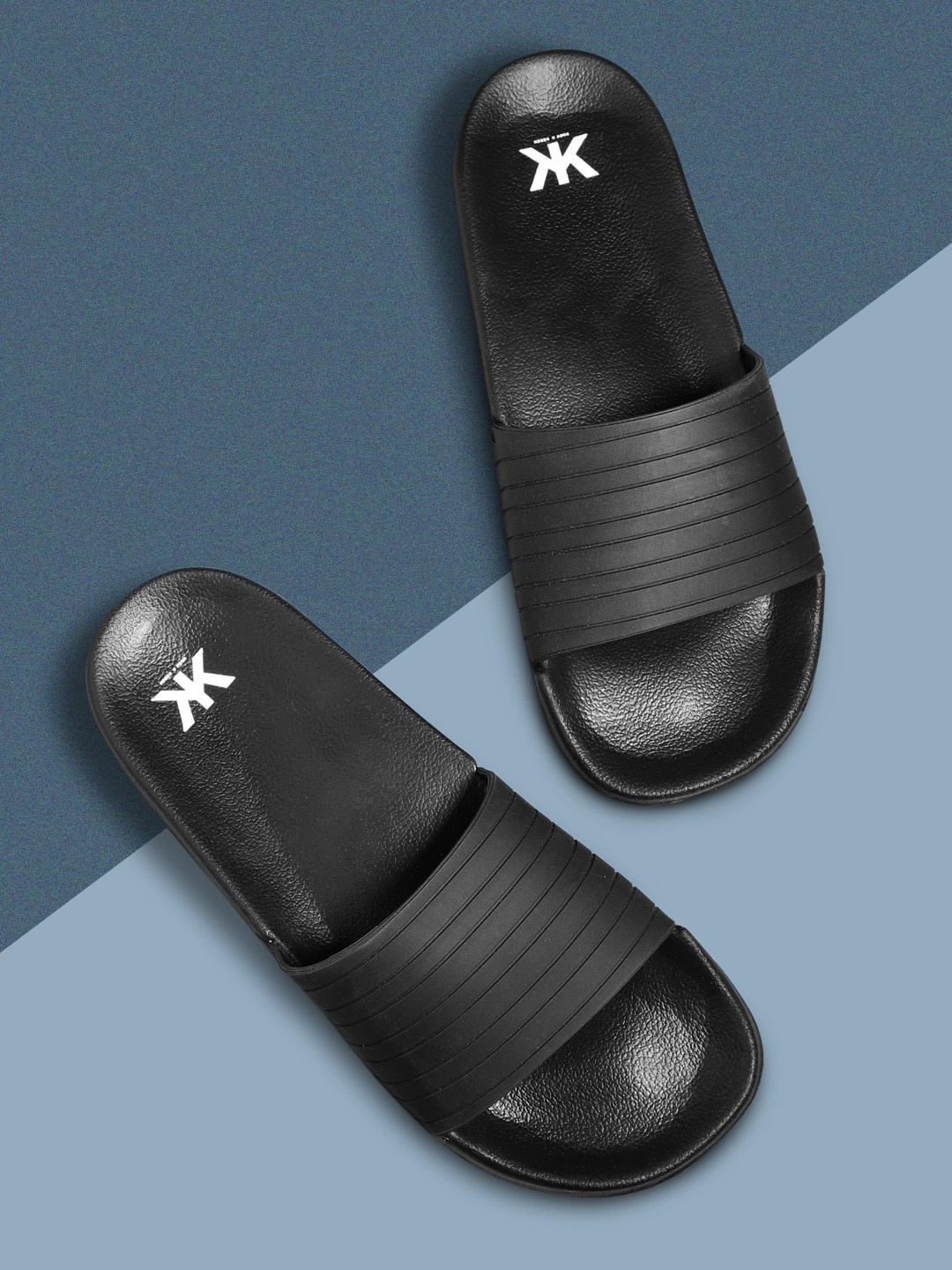 

Kook N Keech Men Black Striped Sliders