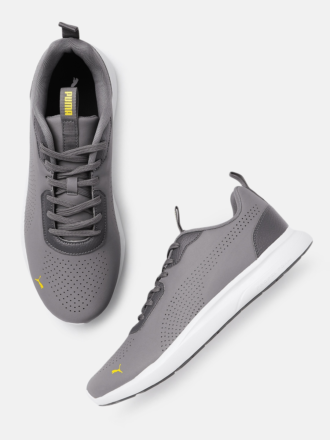 

Puma Unisex Grey Perforated Low Running Shoes