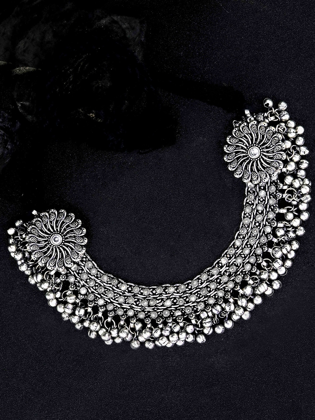 

Priyaasi Silver-Toned Oxidised Statement Necklace